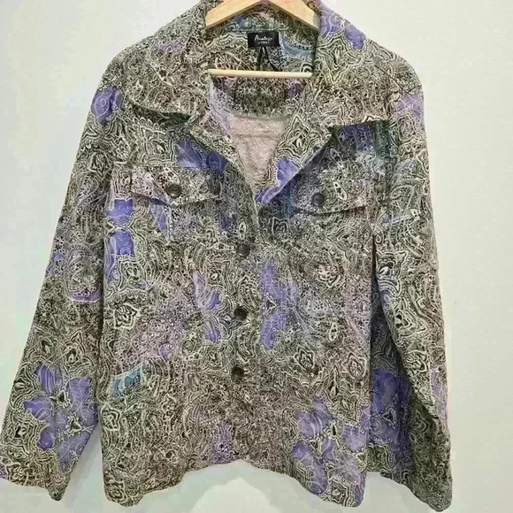 Analogy Woman Button-up Tapestry Lightweight Textured Jacket Size 1X - Picture 1 of 8